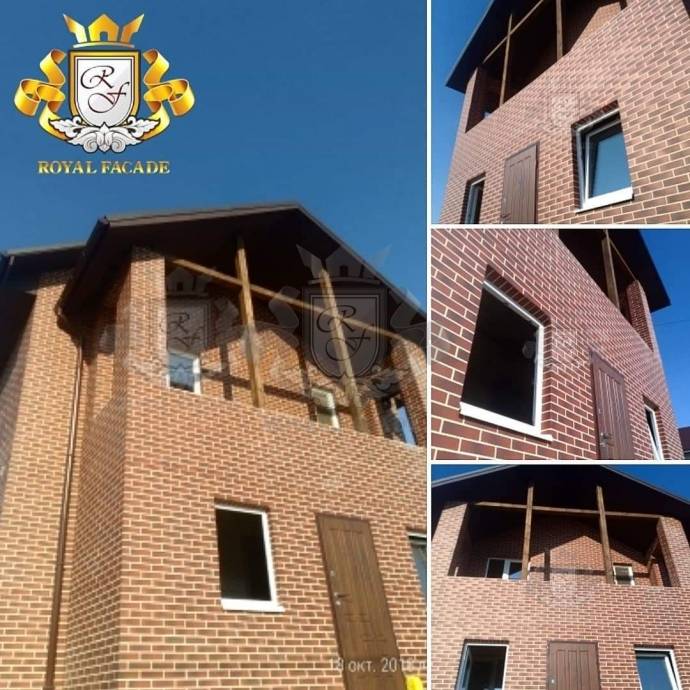 Фасад отделанный под кирпич с помощью термопанелей